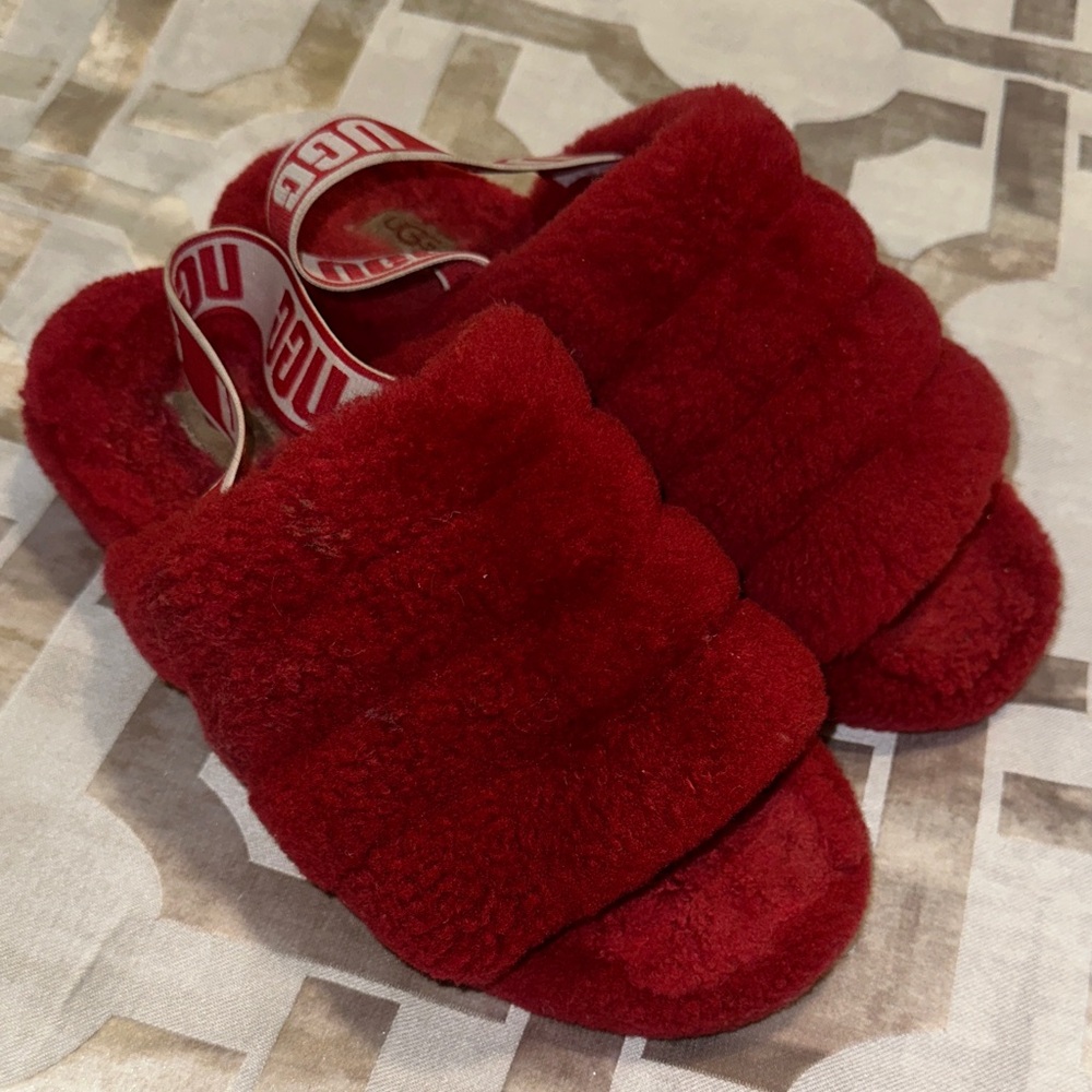 UGG Women's Plush Red Slippers